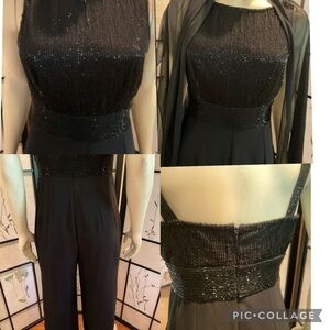 Adrianna Papell Beaded Bodice Jump Suit Size 6